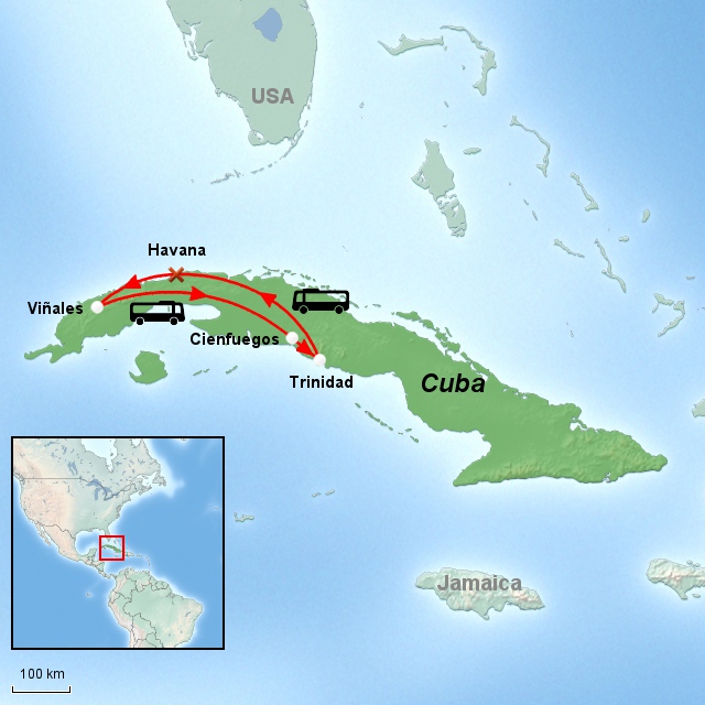Kort til Autentiske Cuba